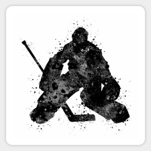 Ice Hockey Boy Goalie Black and White Silhouette Sticker